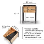 11.5″ x 24″ Shallow Root Raised Garden Bed - 30″ TALL / Select Grade