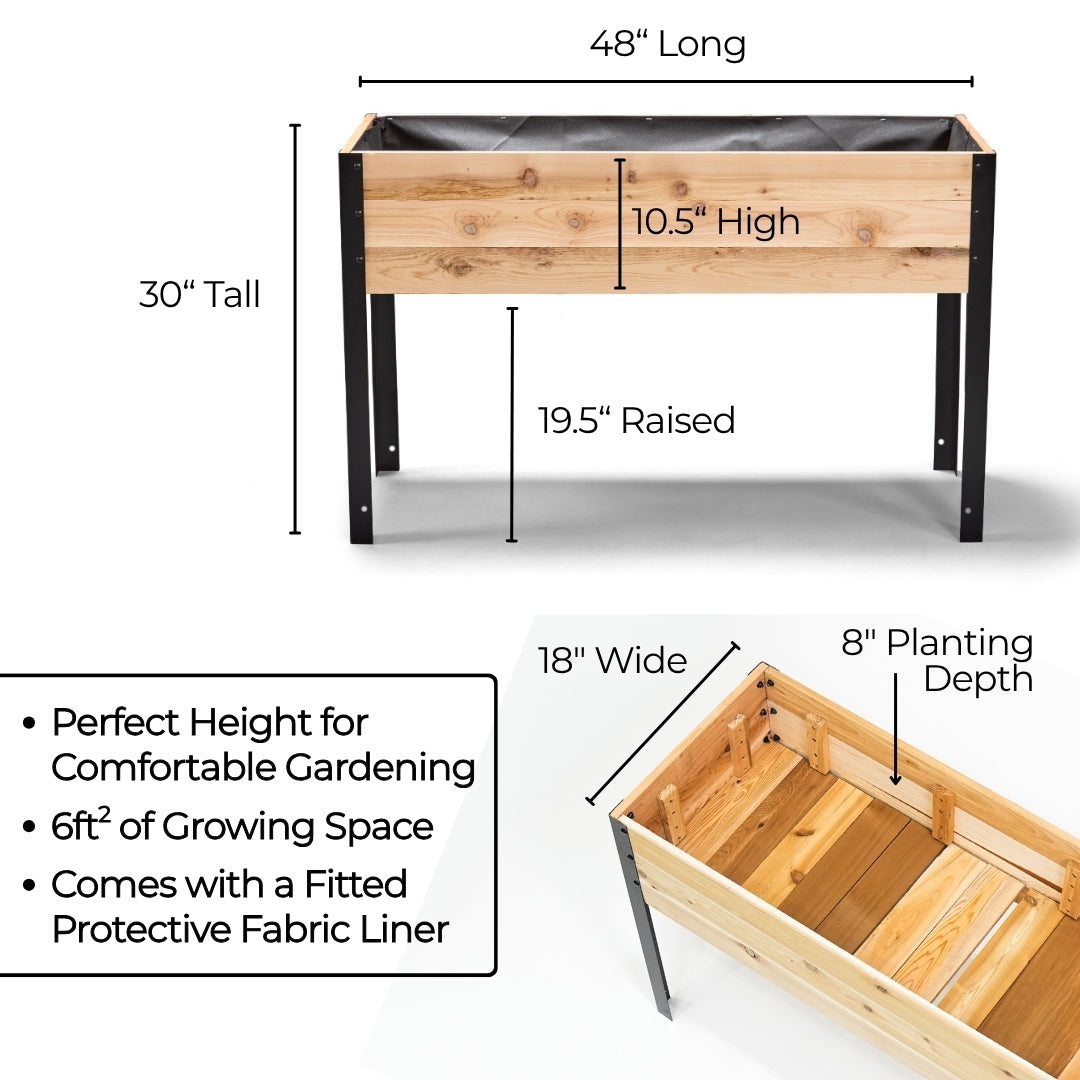 18″ x 48″ Shallow Root Raised Garden Bed - 30″ TALL / Garden Grade