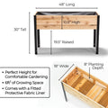 18″ x 48″ Shallow Root Raised Garden Bed - 30″ TALL / Garden Grade