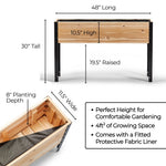 11.5″ x 48″ Shallow Root Raised Garden Bed - 30″ TALL / Select Grade
