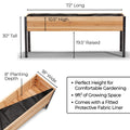 11.5″ x 72″ Shallow Root Raised Garden Bed - 30″ TALL / Select Grade