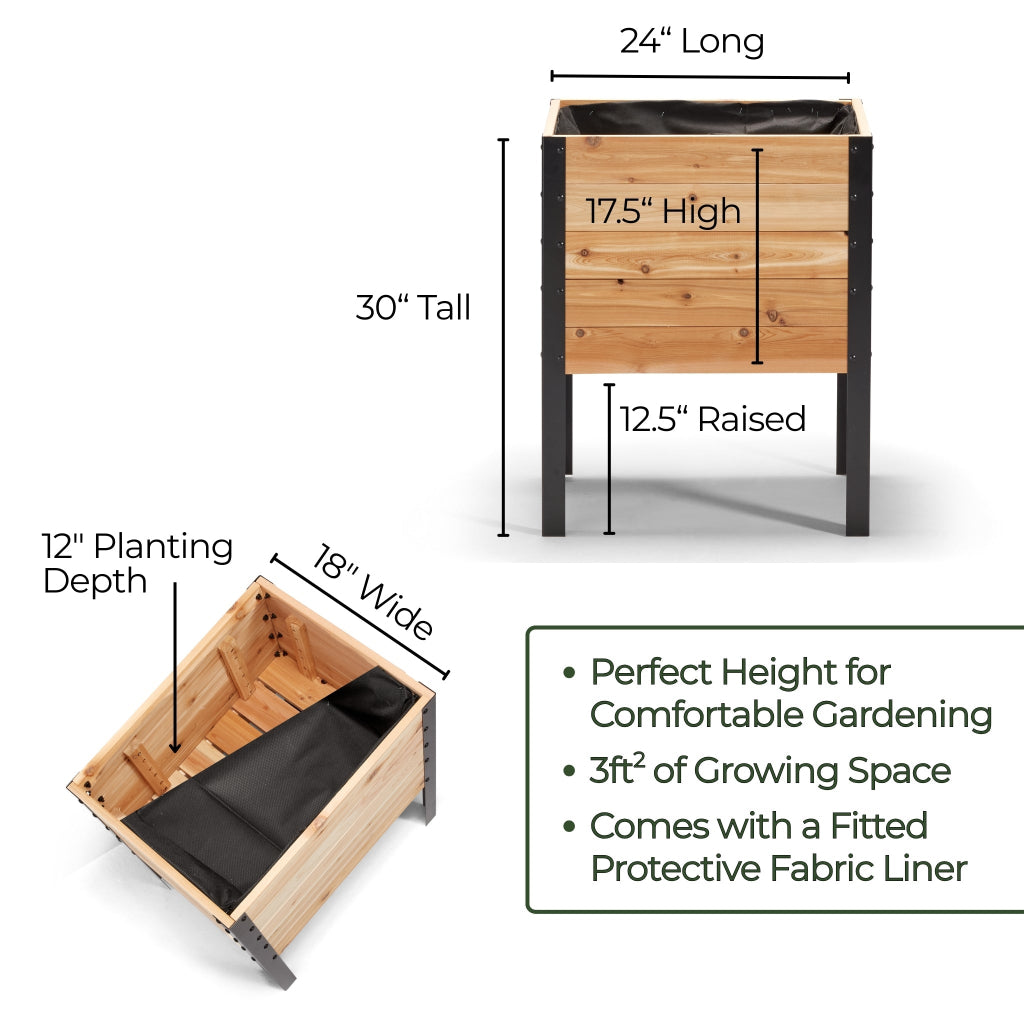 18" x 24" Raised Garden Bed - 30" TALL / Garden Grade