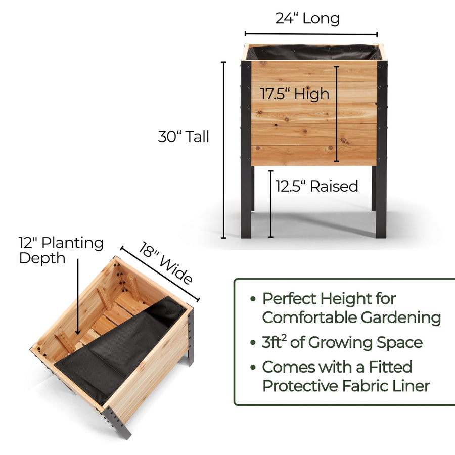 18" x 24" Raised Garden Bed - 30" TALL / Select Grade