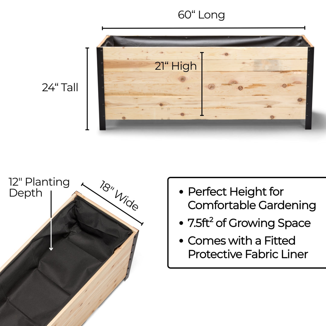 18" x 60" Planter Box - 24" TALL / Garden Grade