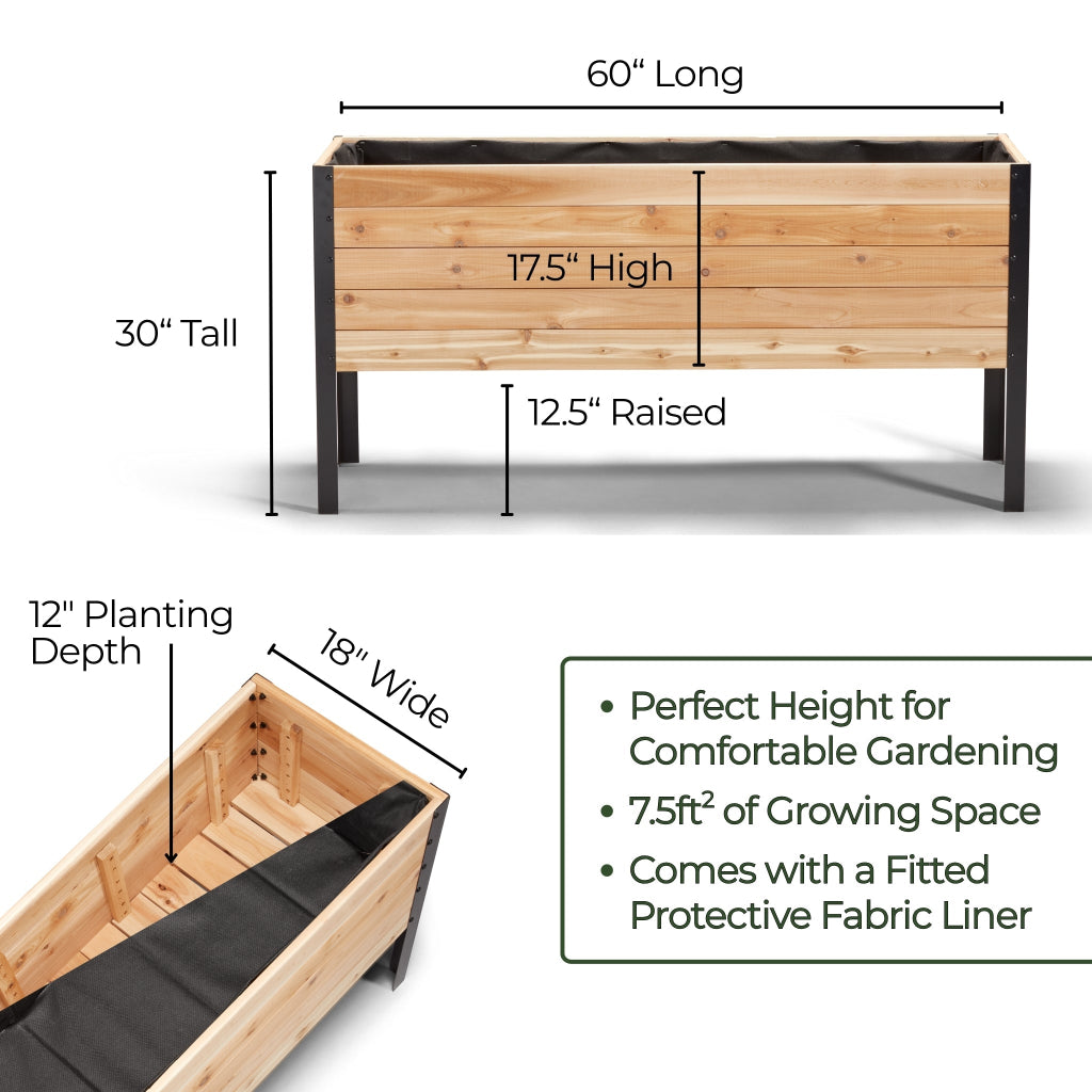 18" x 60" Raised Garden Bed - 30" TALL / Select Grade