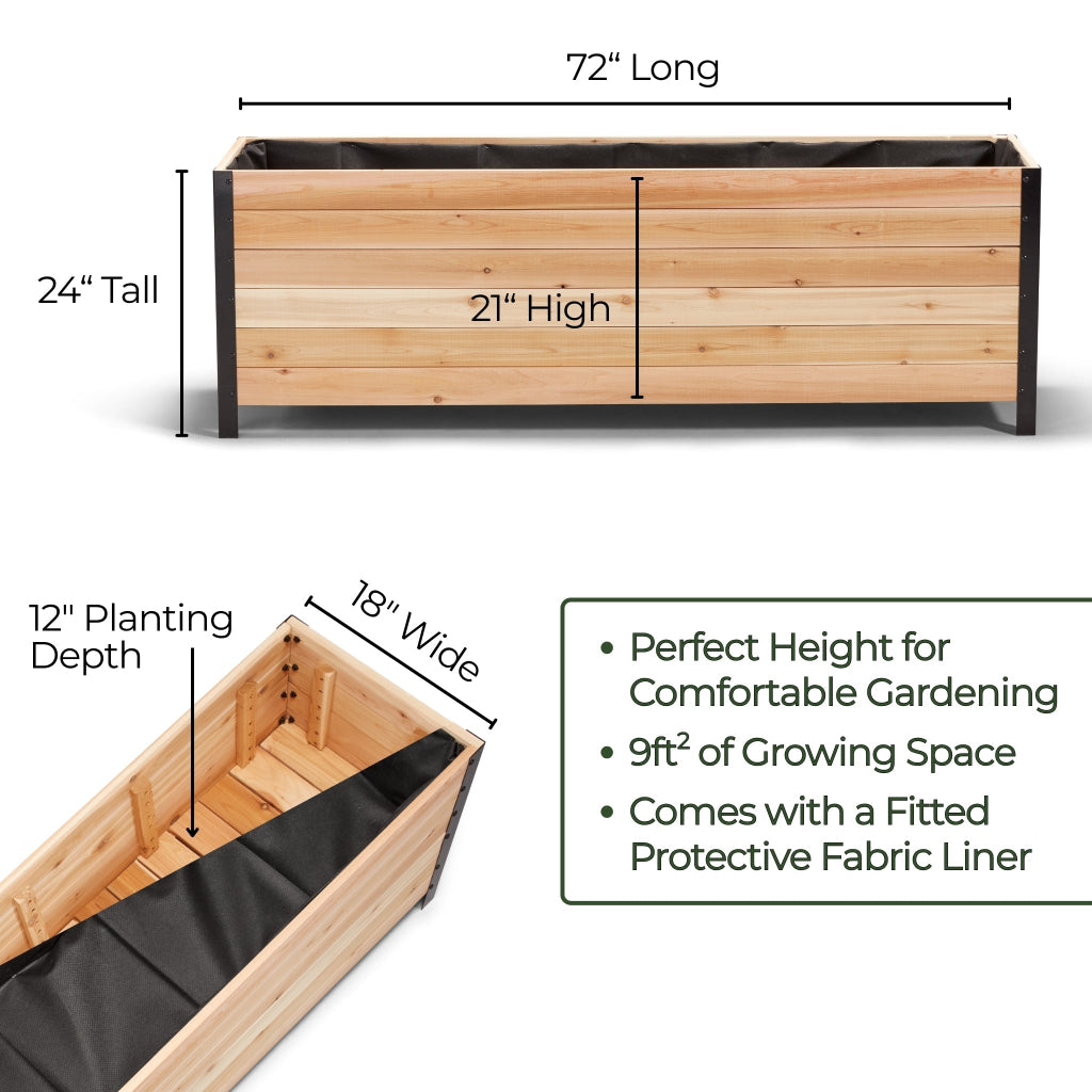 18" x 72" Planter Box - 24" TALL / Select Grade