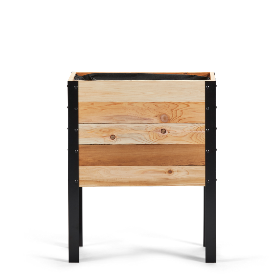 Western Red Cedar raised garden bed with black metal frame