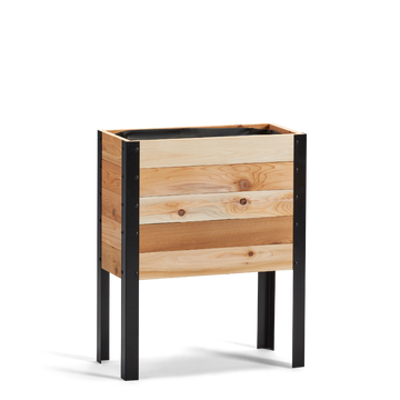 Western Red Cedar raised garden bed with black metal legs