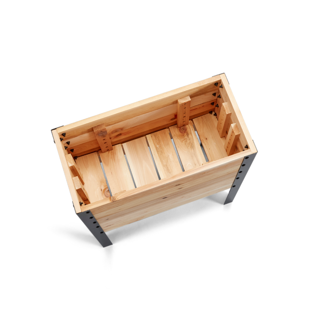 Western Red Cedar raised planter with metal legs