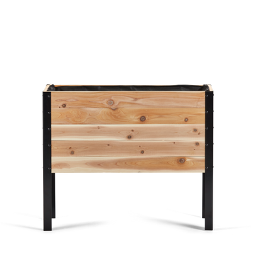 Western Red Cedar raised garden bed with black metal frame