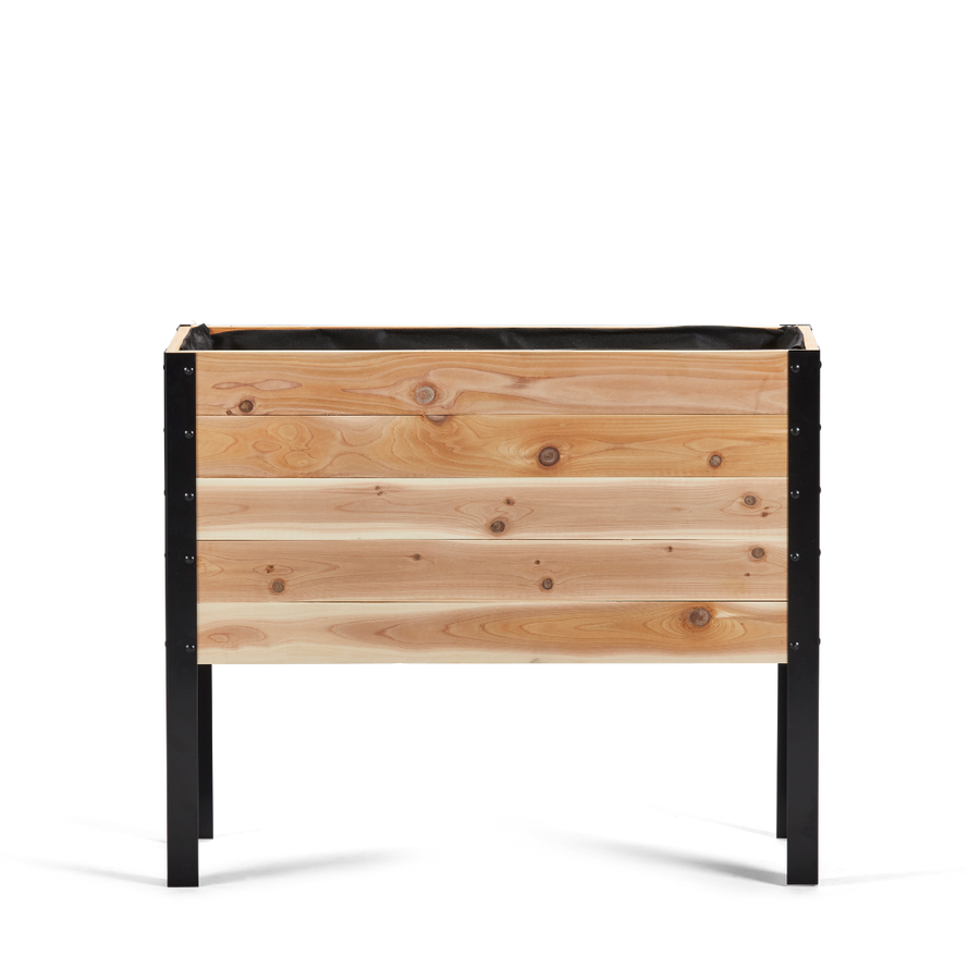 Western Red Cedar raised garden bed with black metal frame
