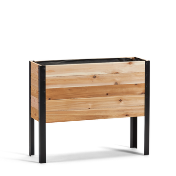 Western Red Cedar raised garden bed with black metal legs