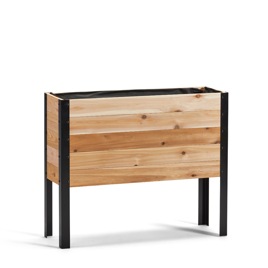 Western Red Cedar raised garden bed with black metal legs