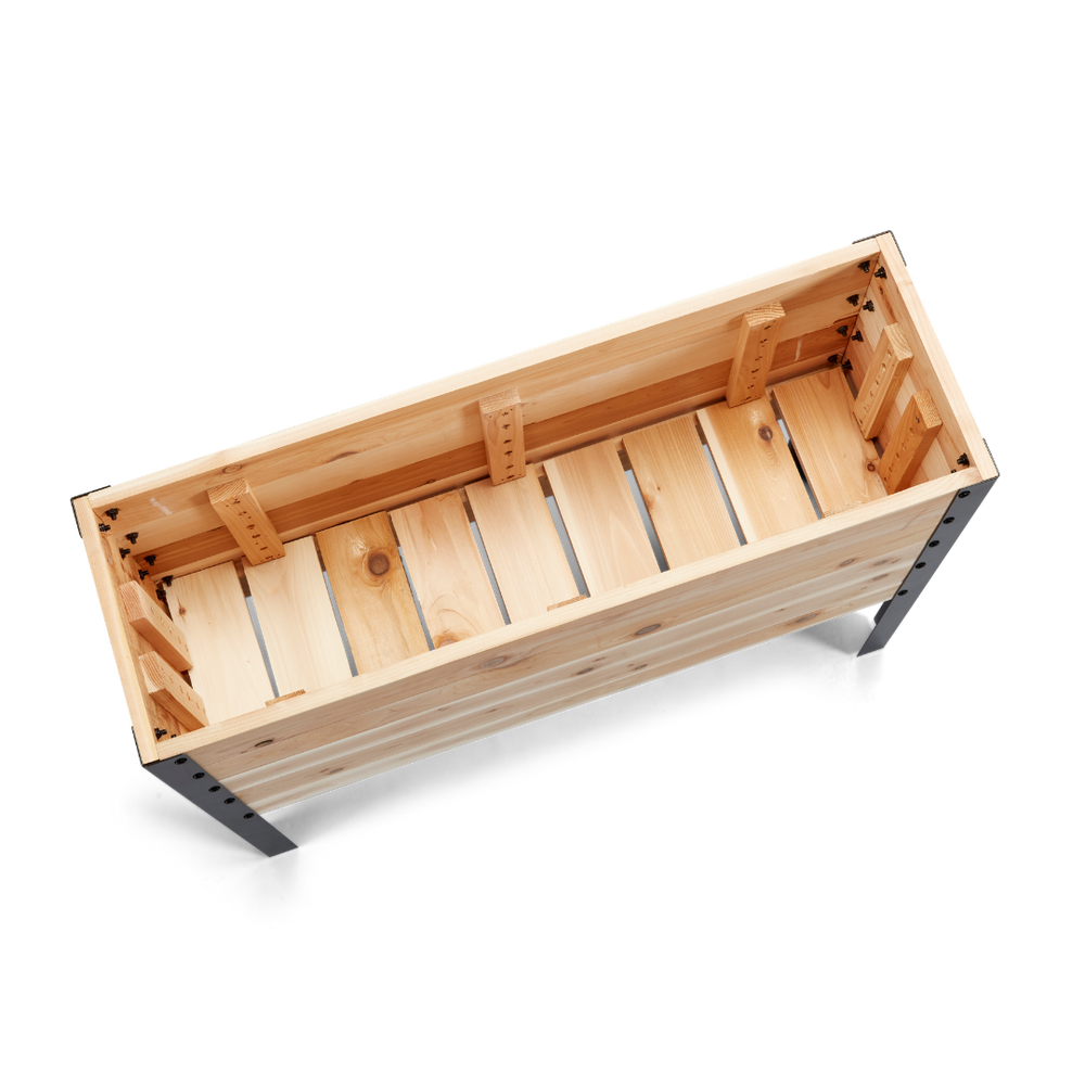 Western Red Cedar raised bench with metal legs