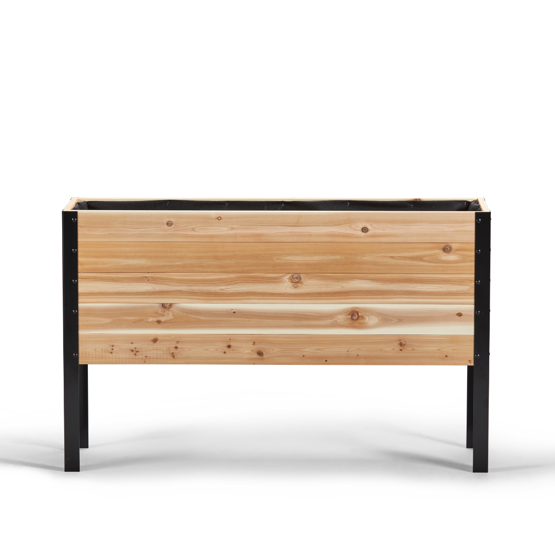Western Red Cedar raised garden bed with black metal frame