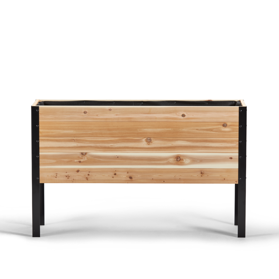 Western Red Cedar raised garden bed with black metal frame