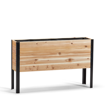 Western Red Cedar raised garden bed with black metal legs