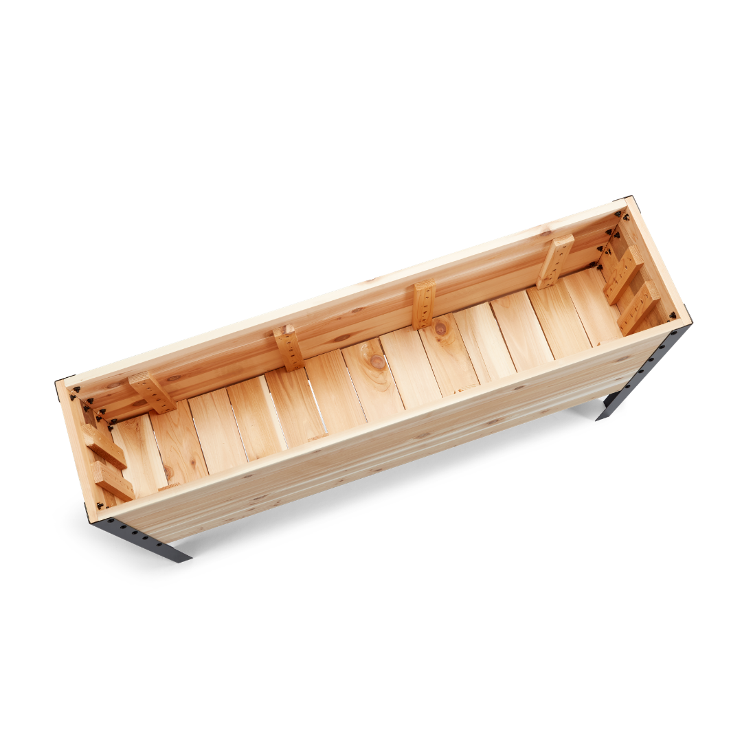 Western Red Cedar raised planter on white background