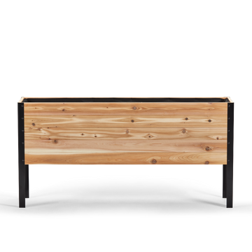 Western Red Cedar raised garden bed with black metal frame front