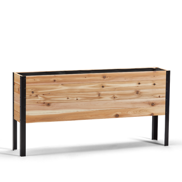 Western Red Cedar raised garden bed with black metal frame