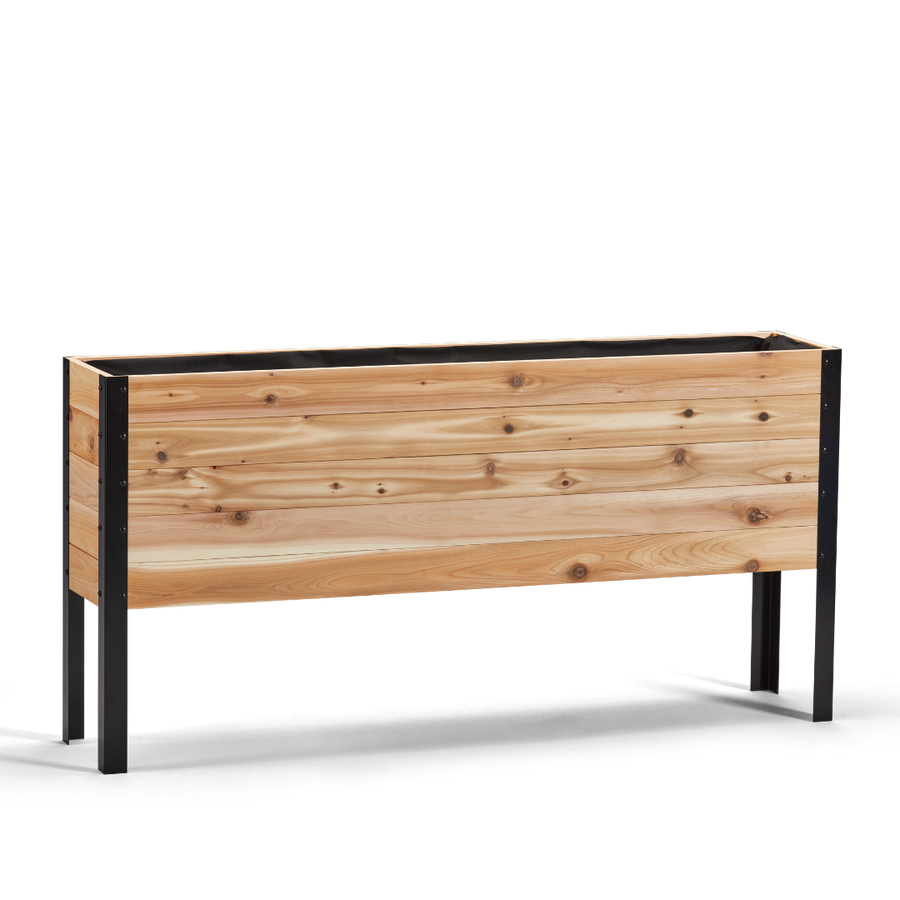 Western Red Cedar raised garden bed with black metal frame