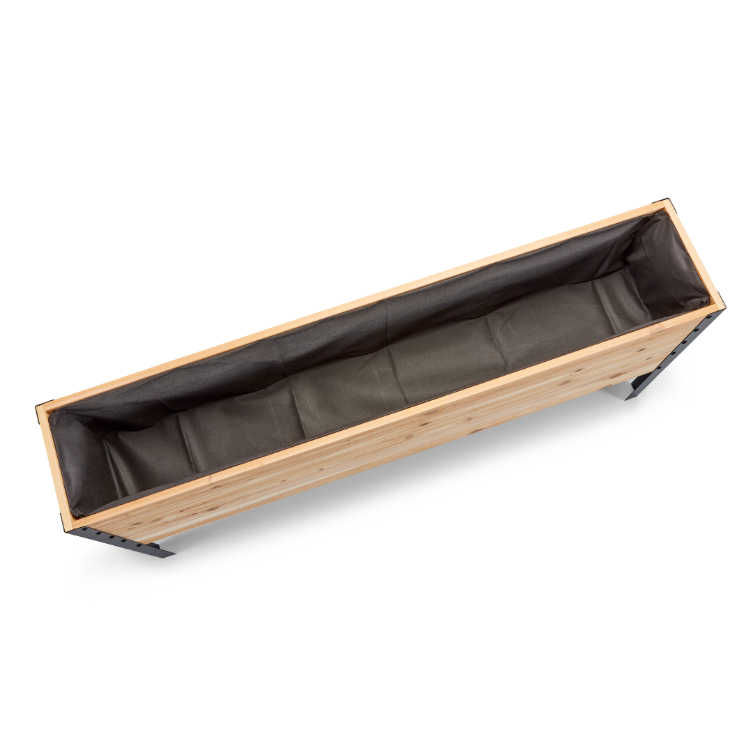Western Red Cedar raised planter with black liner
