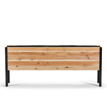 Western Red Cedar raised garden bed with black metal frame front