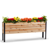 11.5-inch by 72-inch shallow root raised garden bed in Western Red Cedar with plants