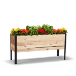 18-inch by 60-inch shallow root raised garden bed in Western Red Cedar with flowers