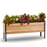 18-inch by 72-inch shallow root raised garden bed in Western Red Cedar with plants