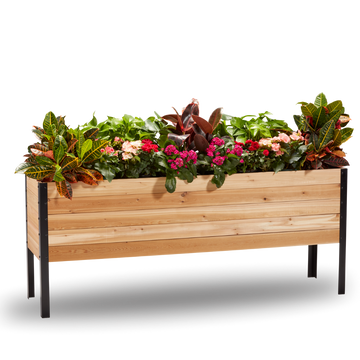 18-inch by 72-inch shallow root raised garden bed in Western Red Cedar with plants